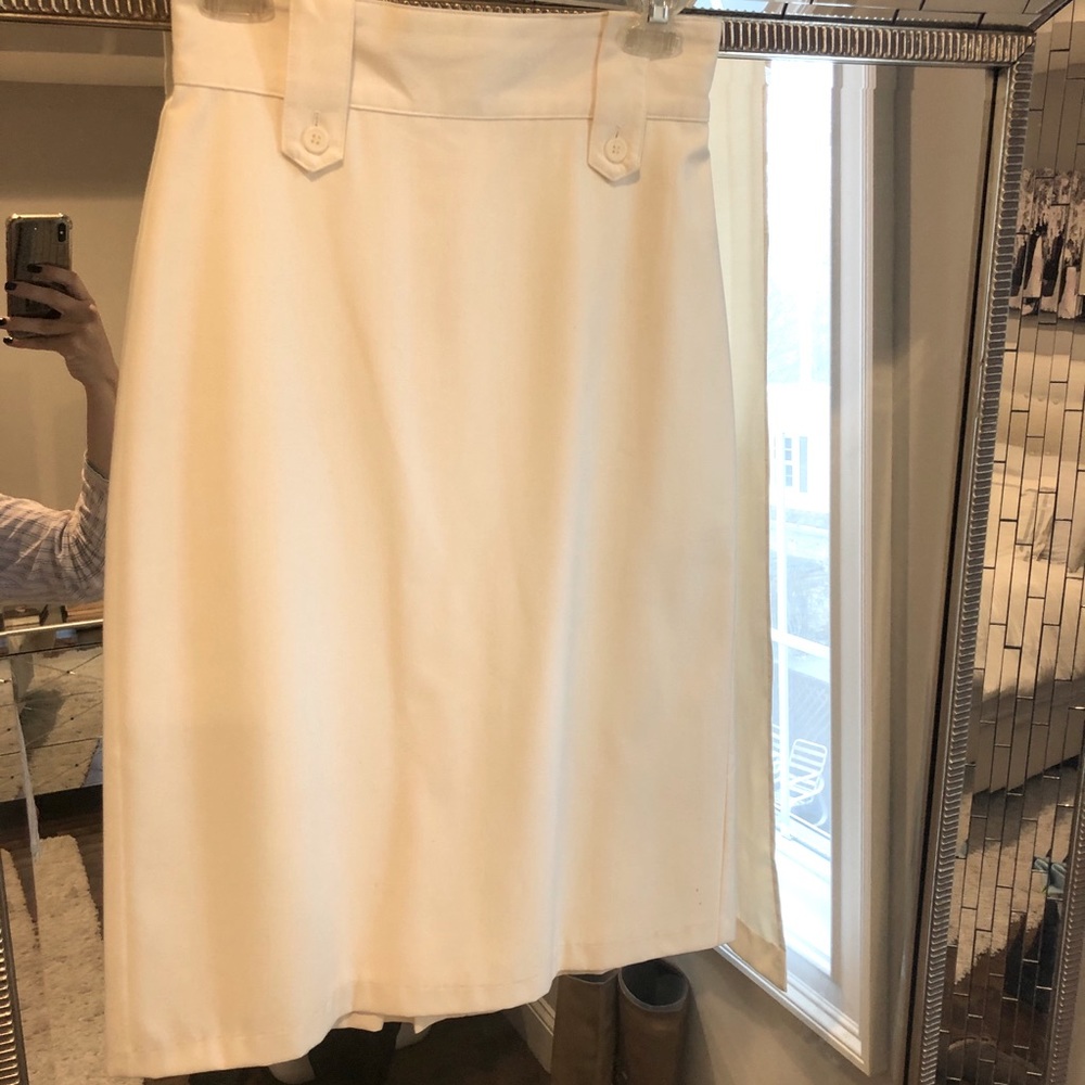Mason cream silk pencil skirt 4